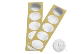 EMBOSSING LABELS D45mm SILVER SET/100